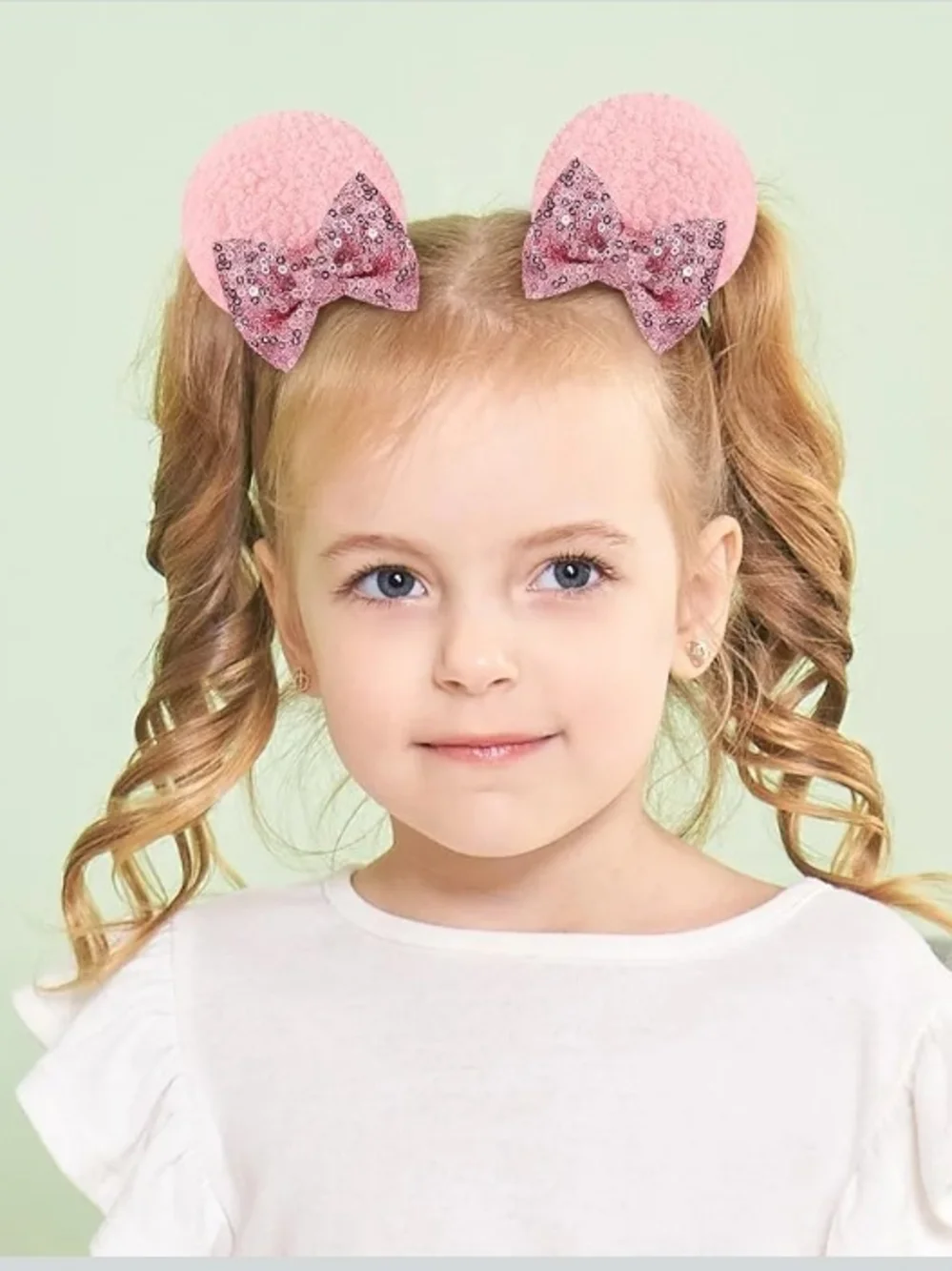 Choicbaby 12 PCS Sequin Bow Mouse Ears Hair Clips NWT